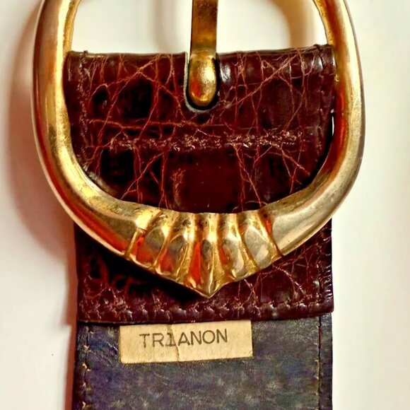 Trianon Annalou Genuine Crocodile Brown Belt Gold Hardware (Size 75/30 US) - Picture 5 of 11